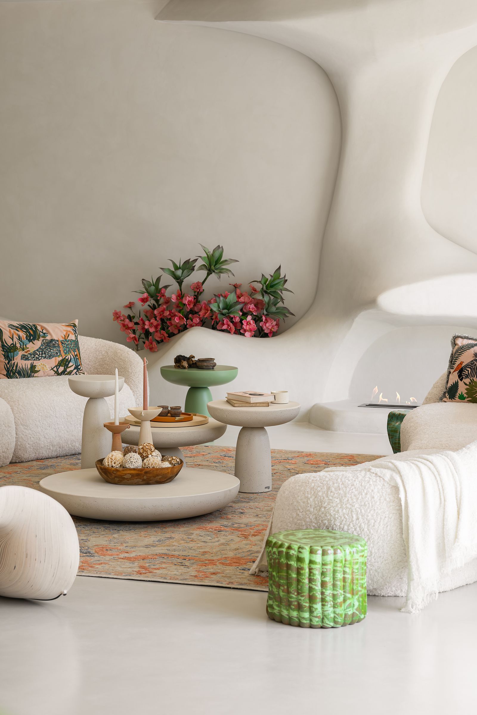 Image may contain Home Decor Cushion Coffee Table Furniture Table Pillow Candle Architecture Building and Indoors